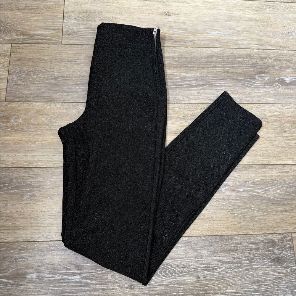 H&M Sparkly Black Zippered Stretch Leggings Sz 4